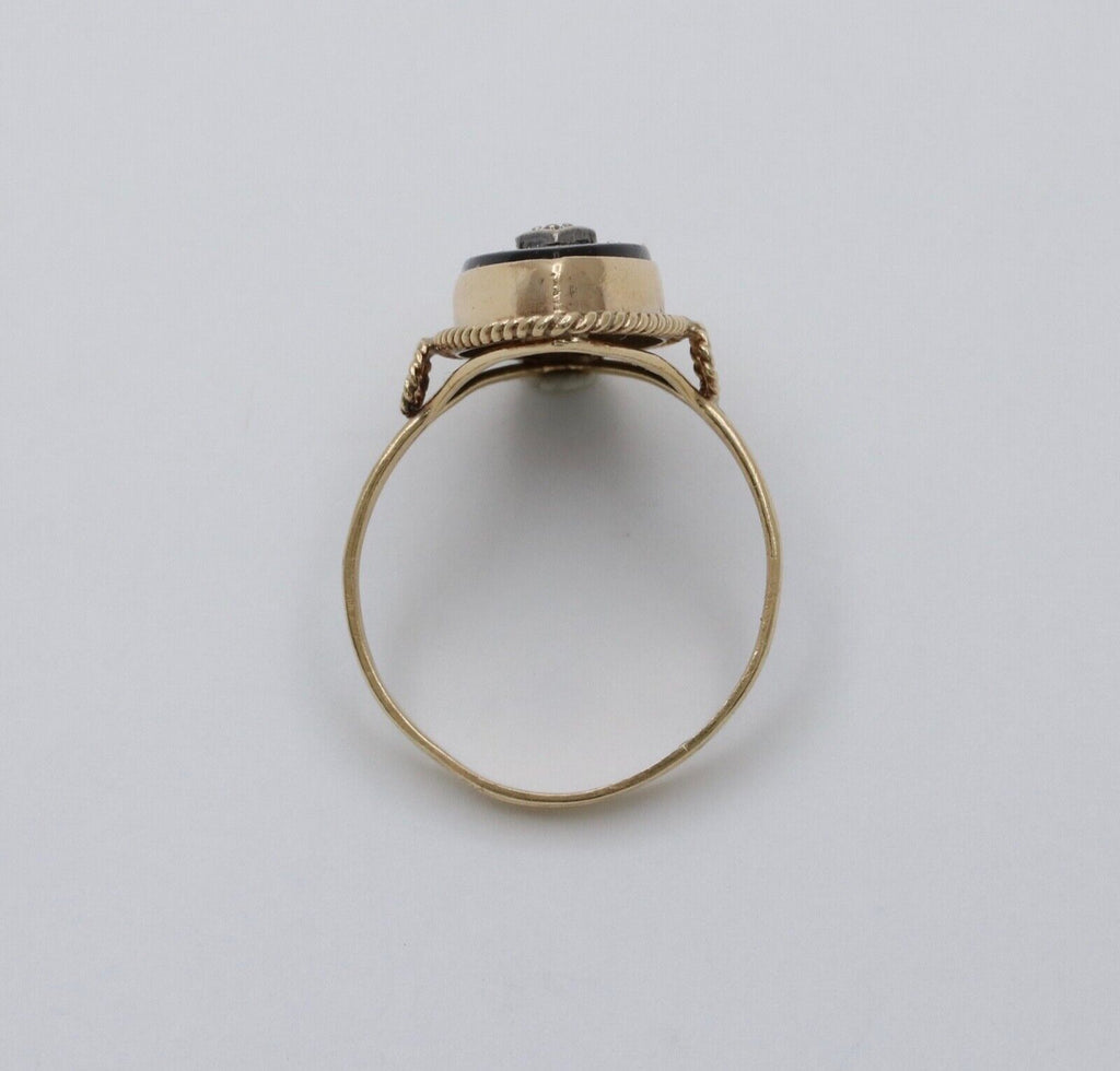 Antique Art Deco Marquise Onyx Diamond Ring