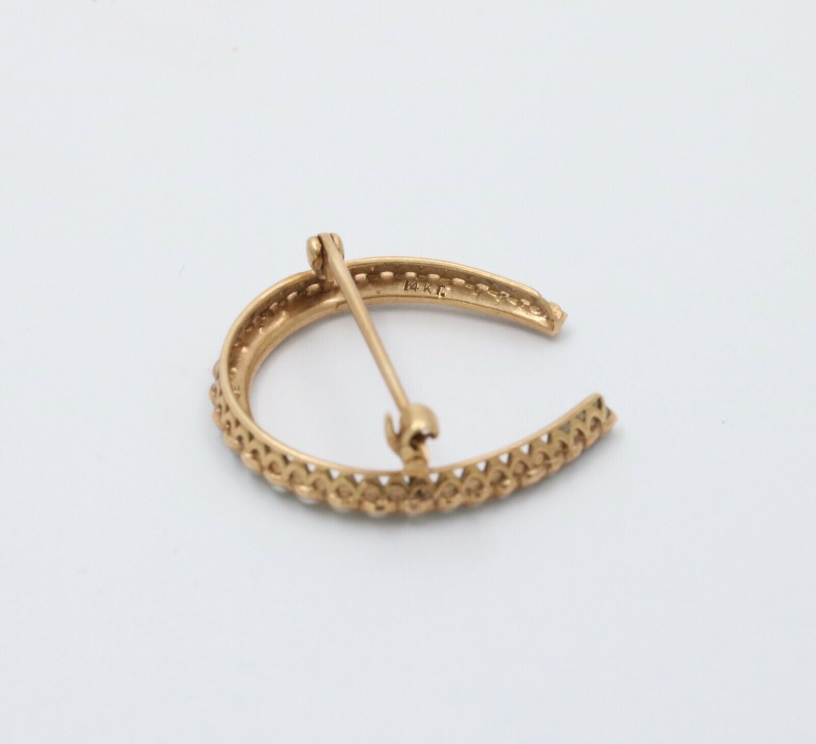 Antique 14K Yellow Gold Split Pearl Horseshoe Brooch, Pin.