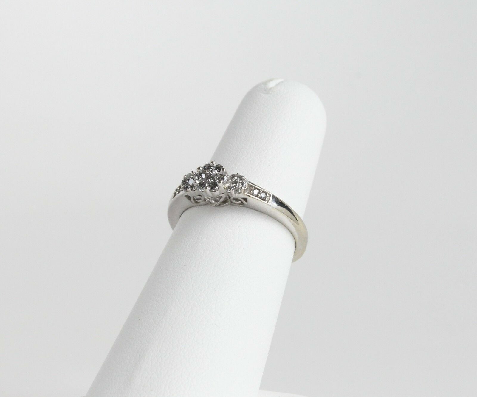 Vintage Ladies Diamonds 10K White Gold Engagement Ring