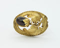Victorian Ladies Amethyst 14K Yellow Gold Hibiscus Vine Brooch Pin