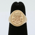 Vintage 14K Yellow Gold 1869 Stag Deer Intaglio Signet Estate Ring