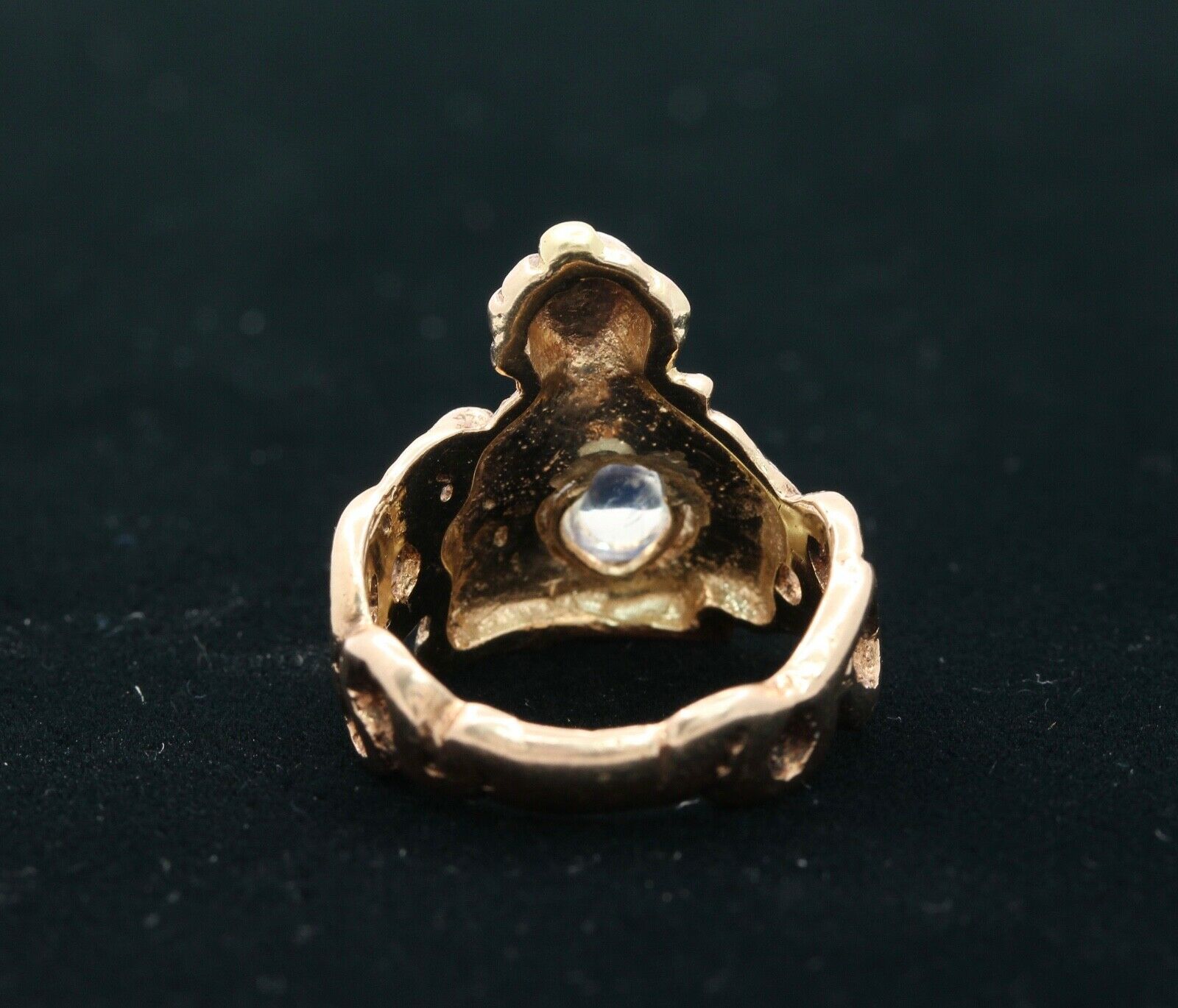 Cool Vintage Fortune Teller Clairvoyant Moonstone 14K Yellow Gold Ring