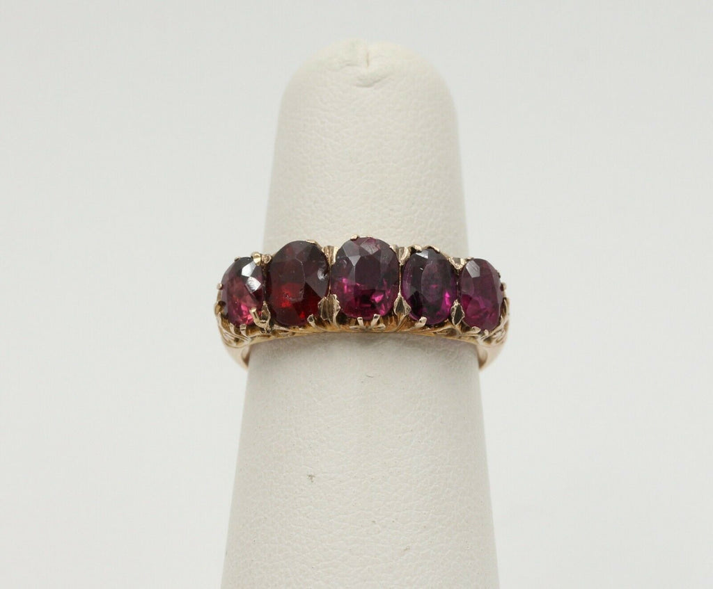 Vintage 14K Yellow Gold 6 stone Tourmaline Ring