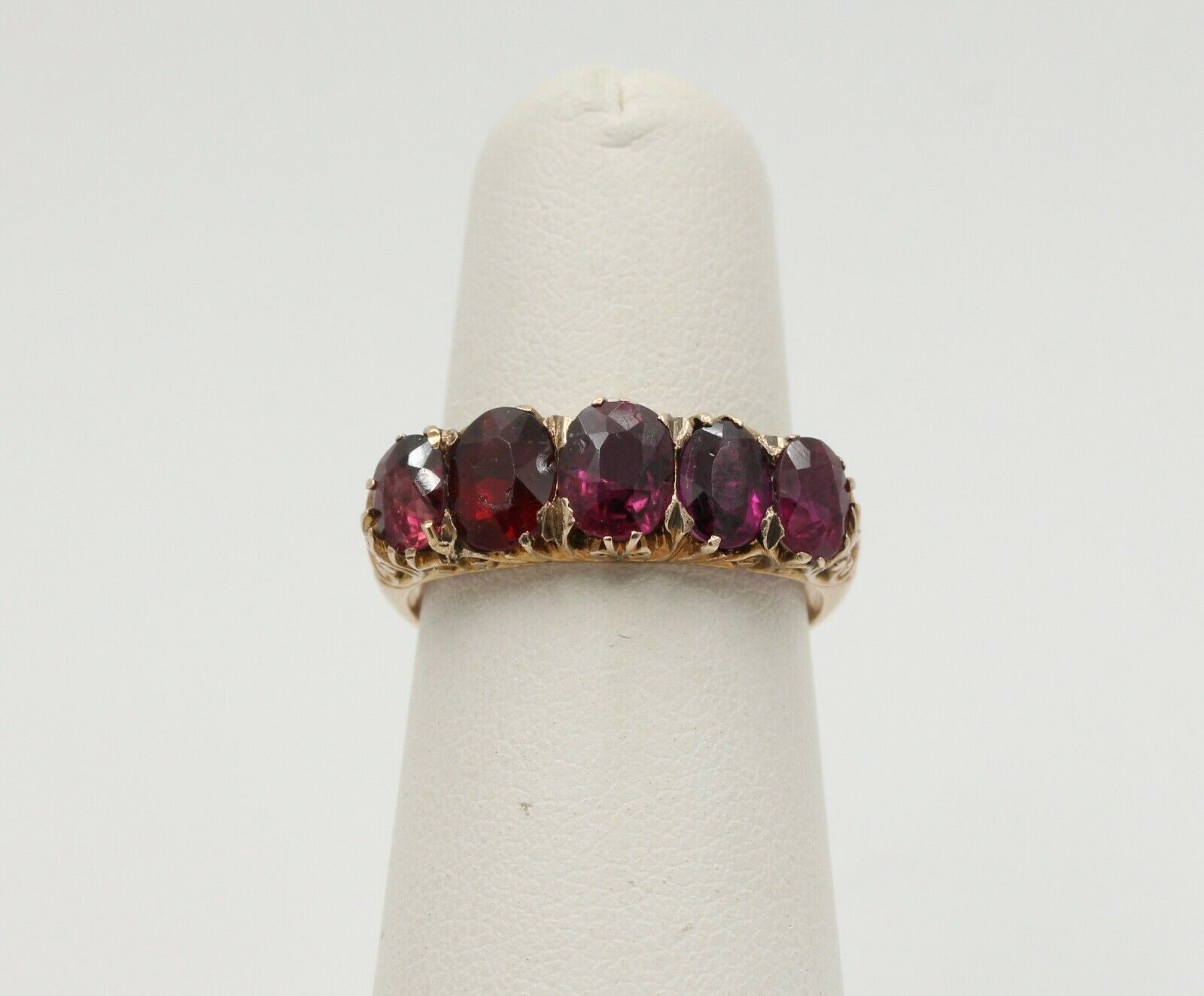 Vintage 14K Yellow Gold 6 stone Tourmaline Ring