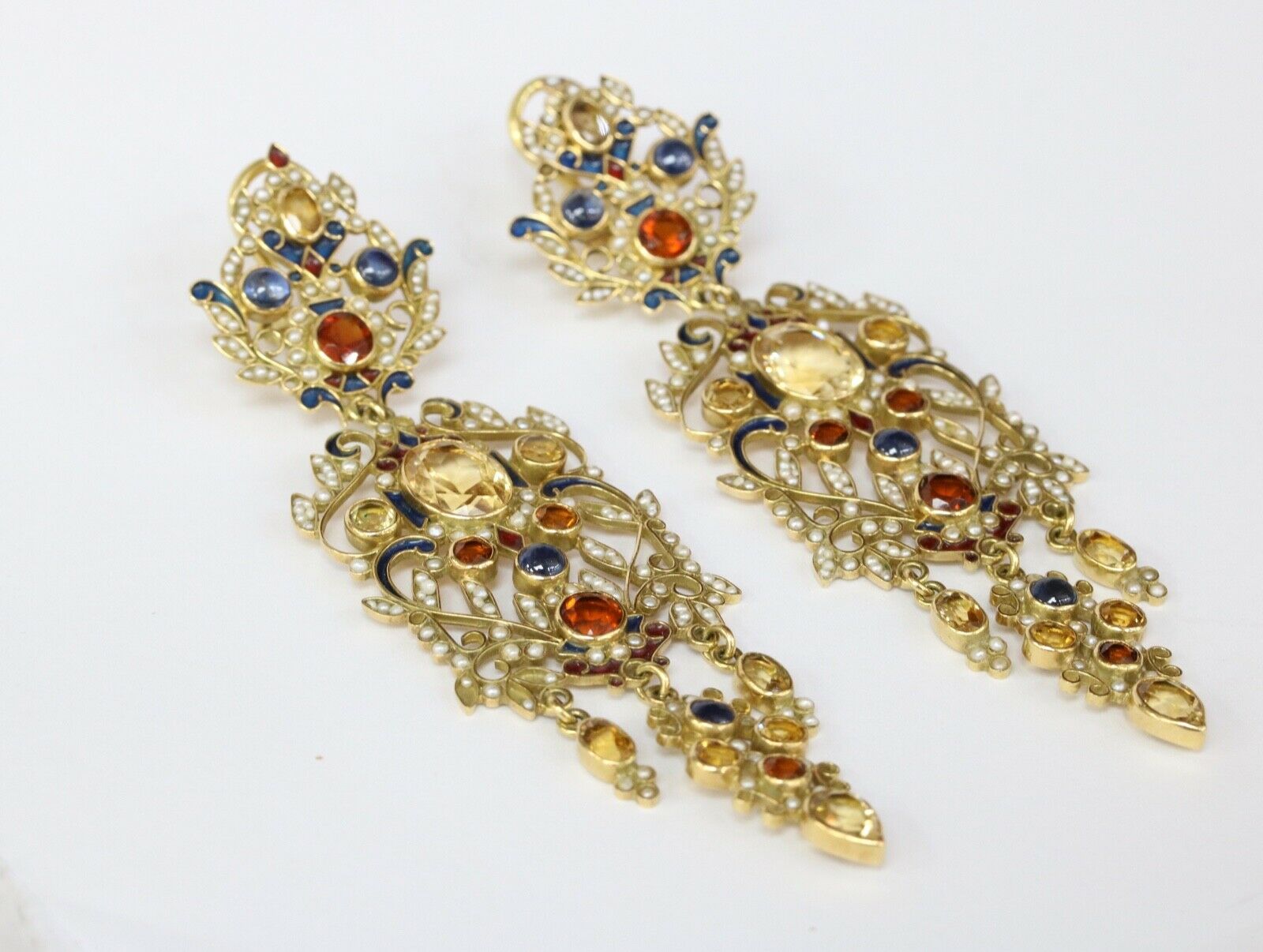 Vintage Percossi Papi MultiStone 18K 925 Opera Earrings