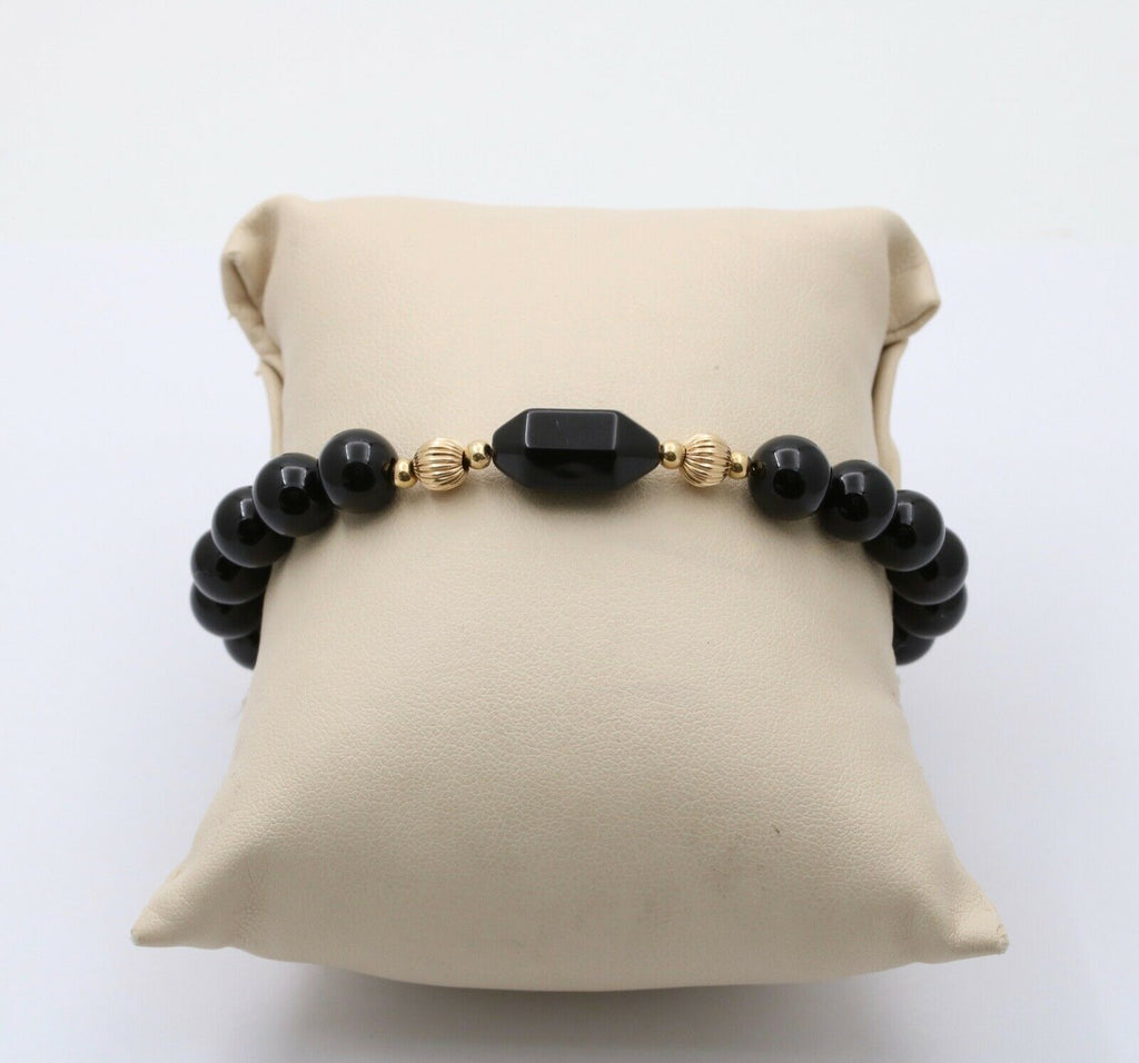 Vintage Black Onyx 14K Yellow Gold Bracelet