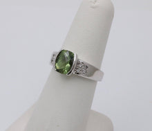 Load image into Gallery viewer, Vintage 14K White Gold Green Tourmaline and Diamond Ring, Engagement Ring
