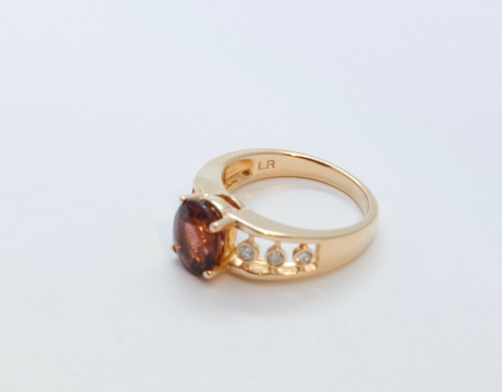 Vintage Pink Tourmaline Diamonds 14K Yellow Gold Ring