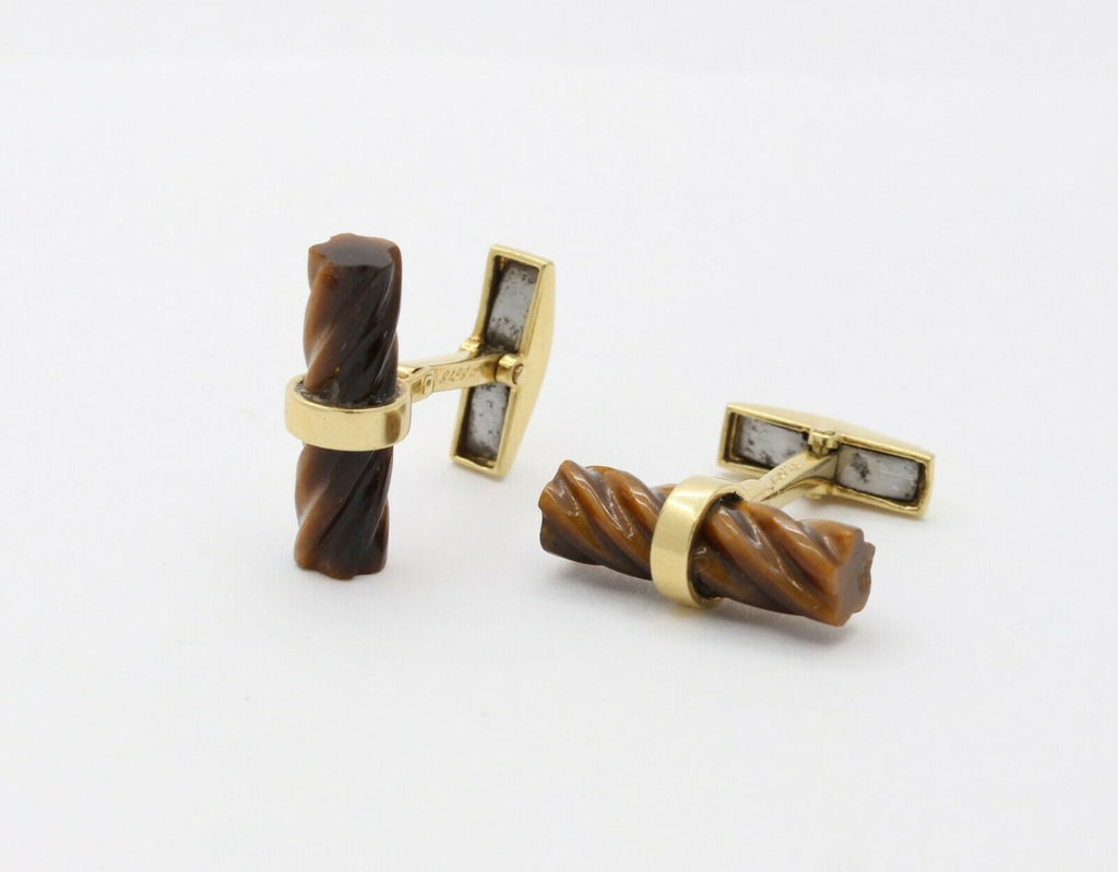 Vintage 18K Yellow Gold Tigers Eye Cufflinks