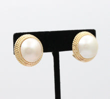 Load image into Gallery viewer, Vintage 14K Yellow Gold Large 16 mm Mabe Pearl Earrings.
