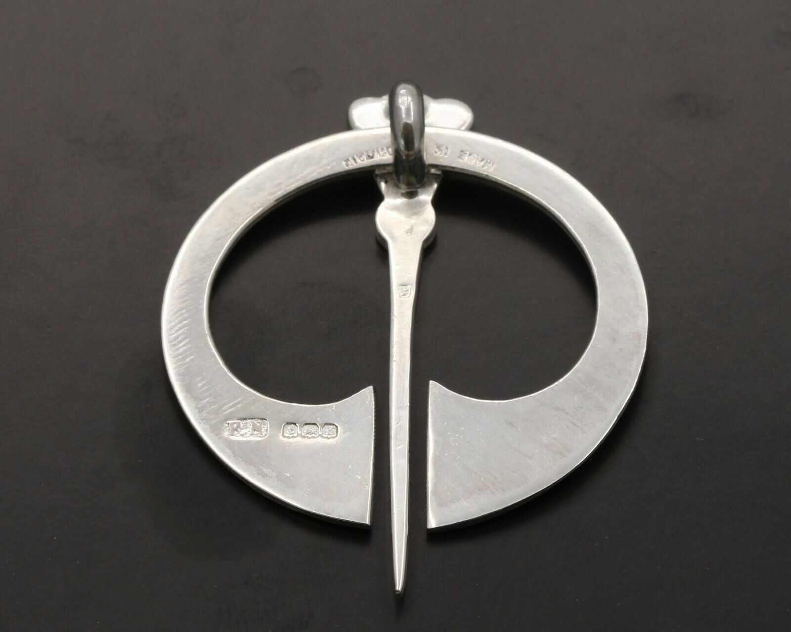 Cool Vintage English Moving Silver Sigil Brooch