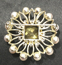 Load image into Gallery viewer, Vintage 18K Brooch Citrine Diamonds Pearls
