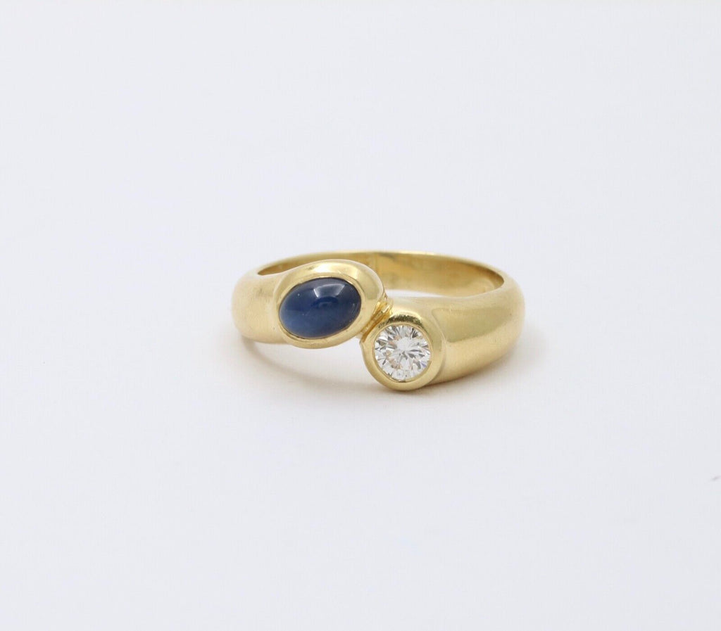 Vintage 18K Yellow Gold Diamond and Sapphire Bypass Ring