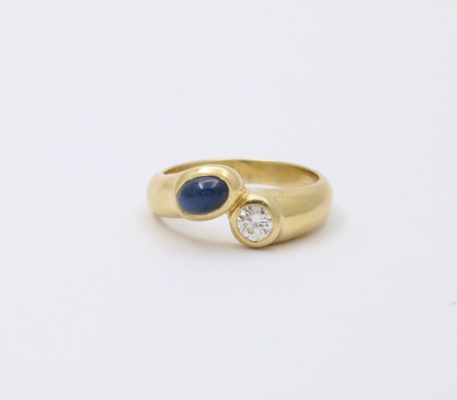 Vintage 18K Yellow Gold Diamond and Sapphire Bypass Ring