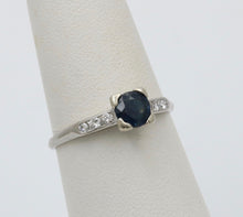 Load image into Gallery viewer, Vintage Platinum Sapphire &amp; Diamond Ring Band, Engagement Ring
