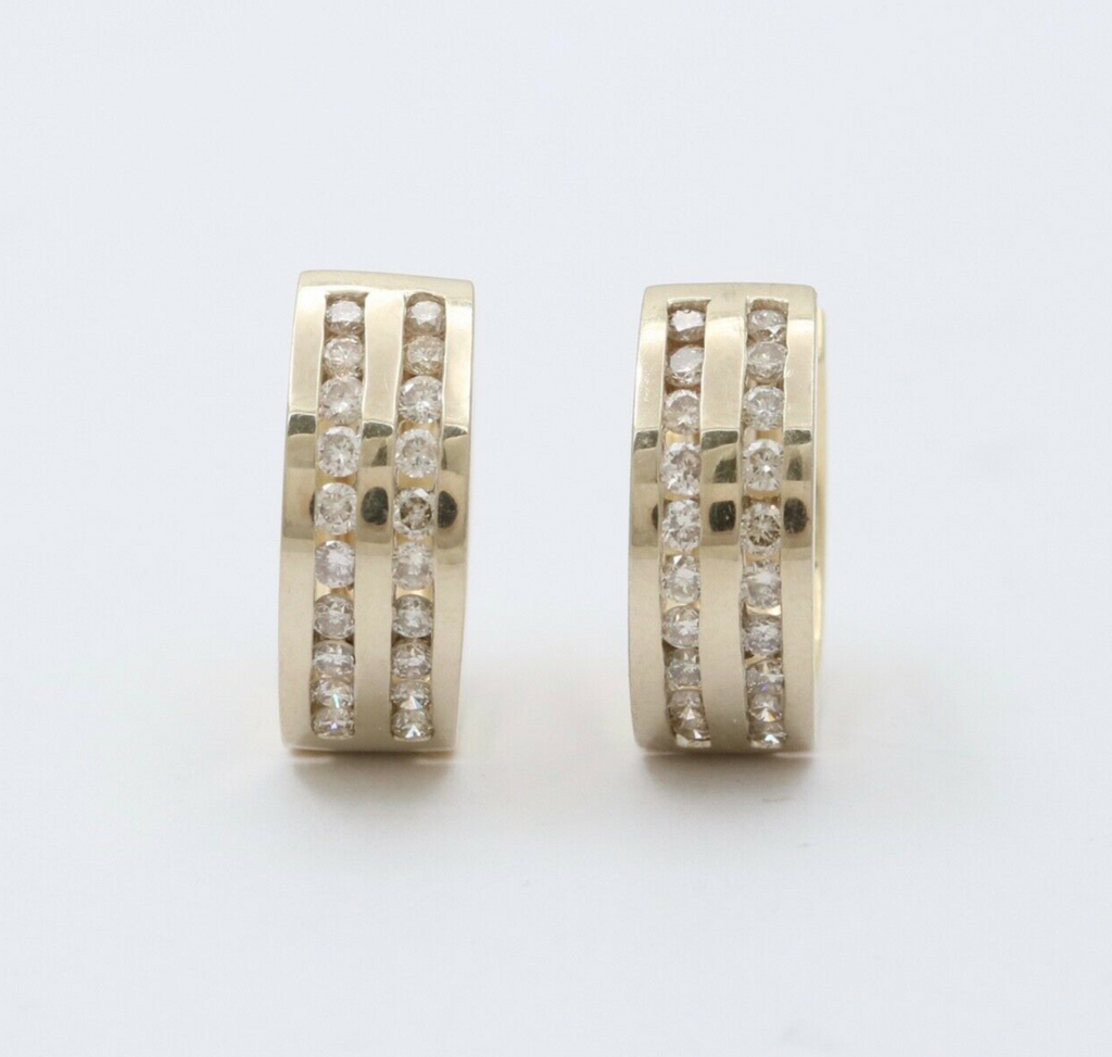 Classic Petite 14K White & Yellow Gold Diamonds Huggies Earrings