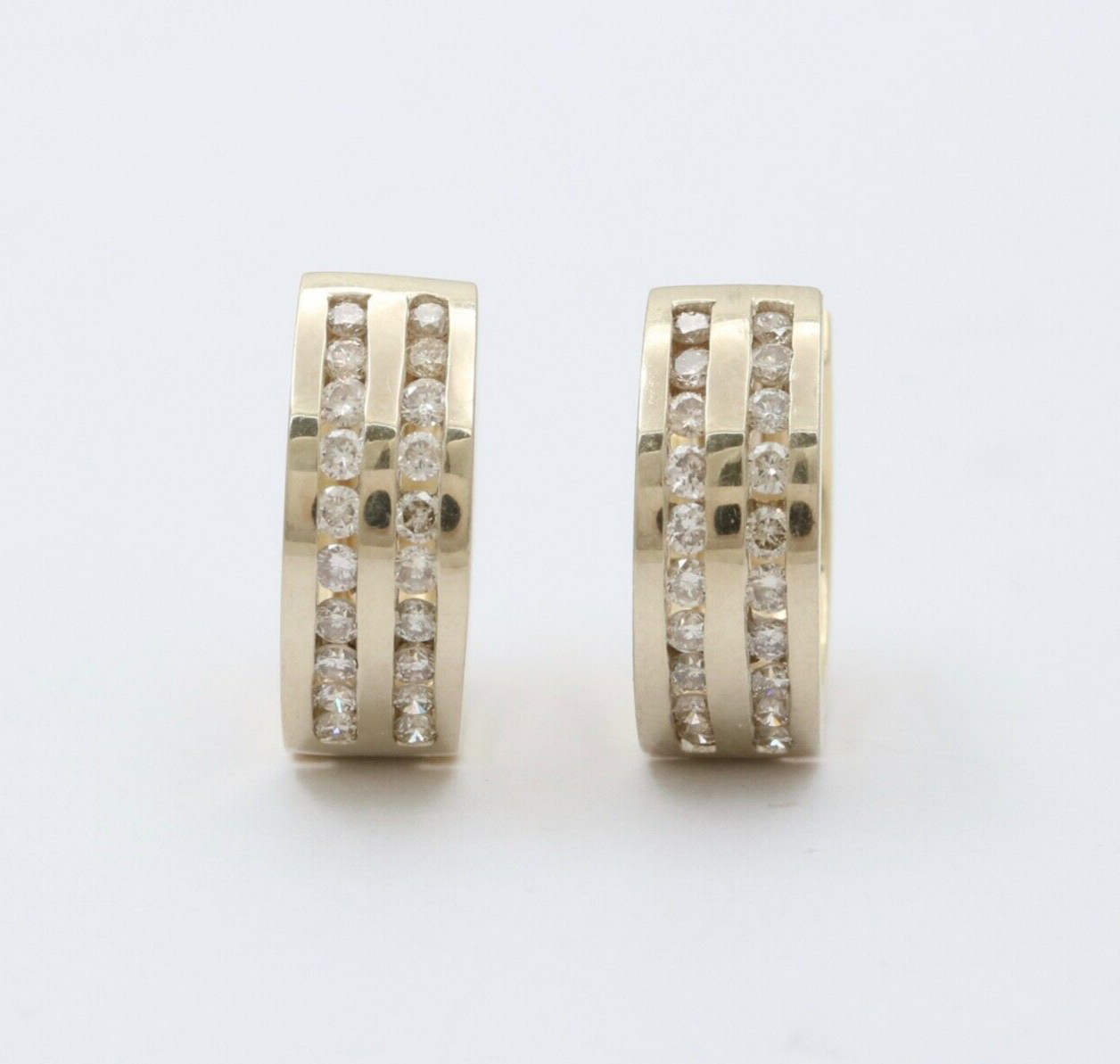 Classic Petite 14K White & Yellow Gold Diamonds Huggies Earrings