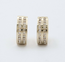 Load image into Gallery viewer, Classic Petite 14K White &amp; Yellow Gold Diamonds Huggies Earrings
