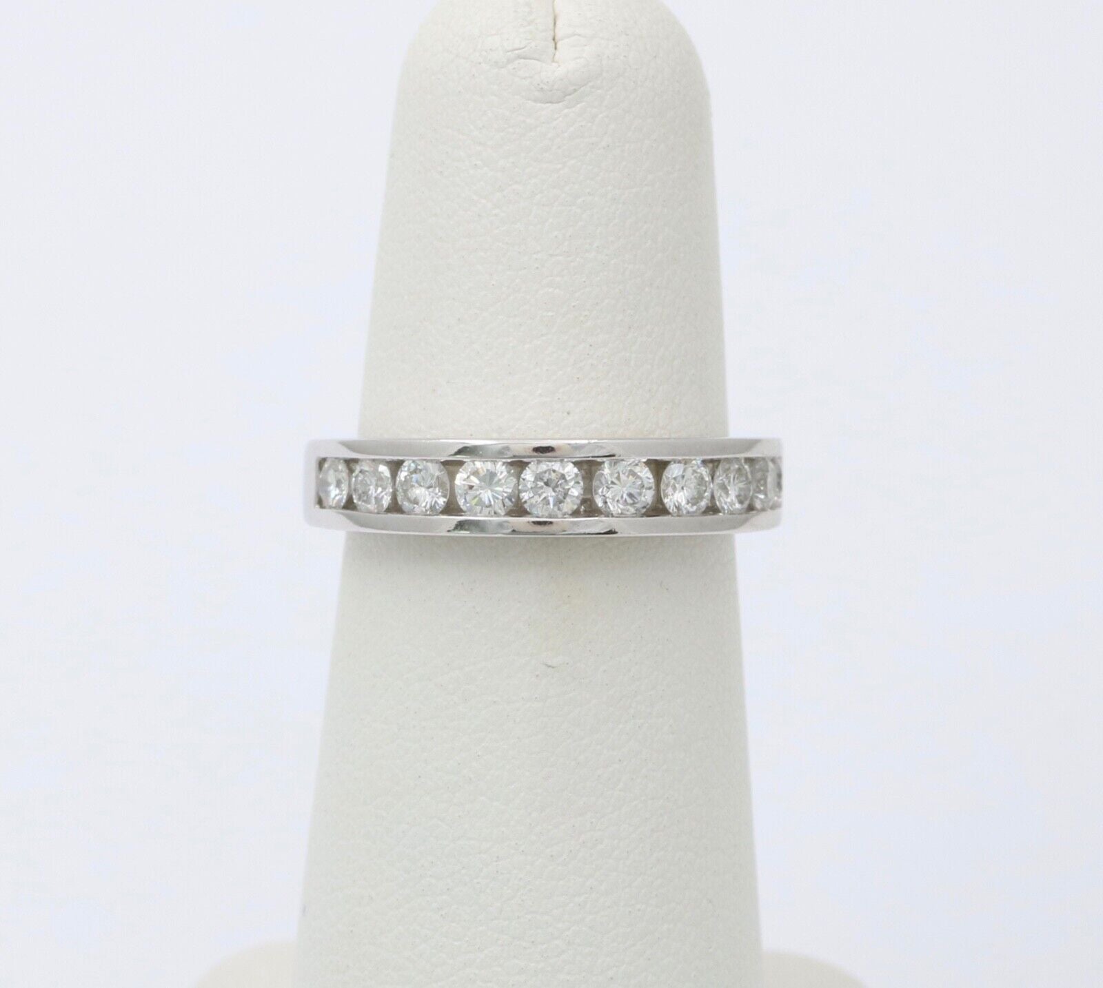 Vintage Wedding Band Diamonds 18K White Gold Ring