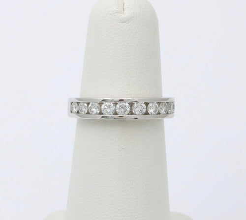 Vintage Wedding Band Diamonds 18K White Gold Ring