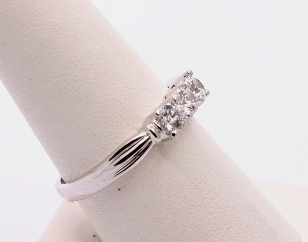 Ladies Vintage Diamonds 10K White Gold Wedding Band