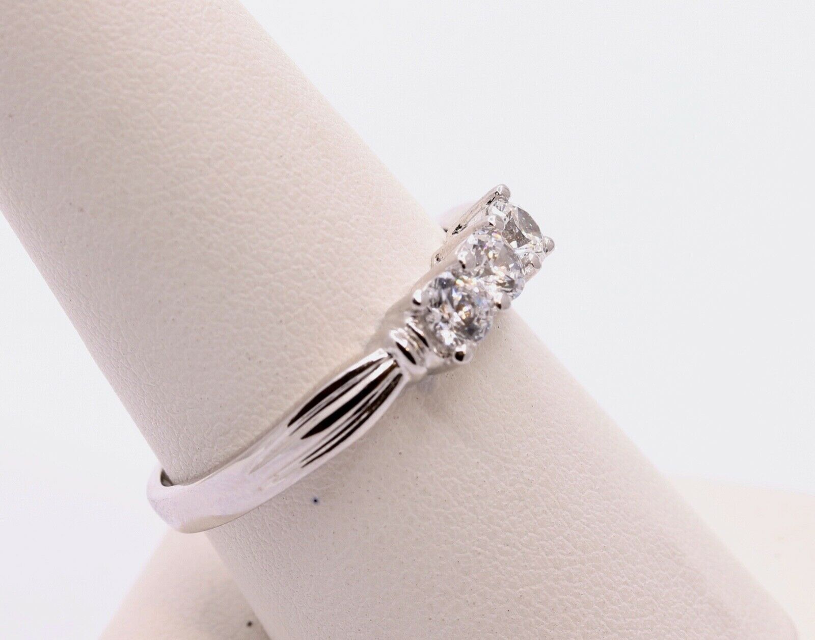 Ladies Vintage Diamonds 10K White Gold Wedding Band