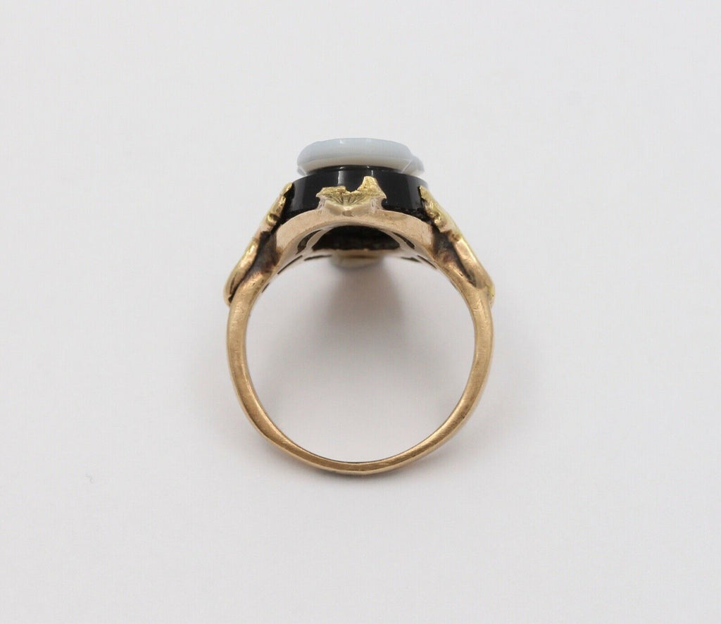 Art Nouveau Cameo Onyx 14K Yellow Gold Ring
