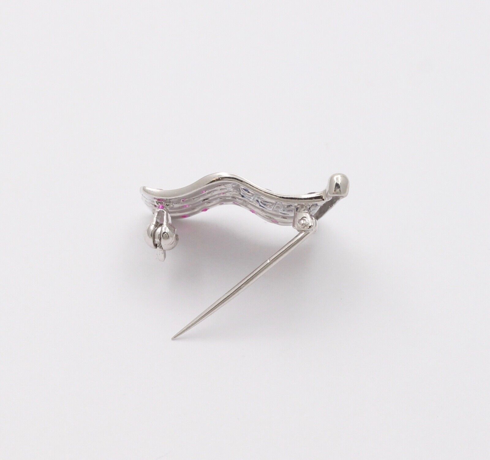 Classic 14K White Gold And Diamond American Flag, 4th of July Brooch, Pin.