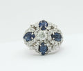 Vintage 14K White Gold Sapphire Diamond Cocktail Ring