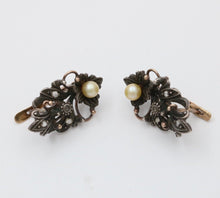 Load image into Gallery viewer, Victorian 10K Gold Diamond And Pearl Earrings
