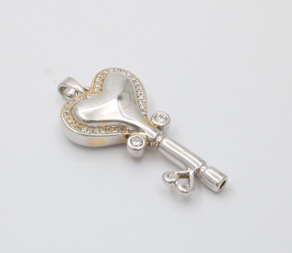 Classic Sterling Silver Open your Heart Key Charm Pendant