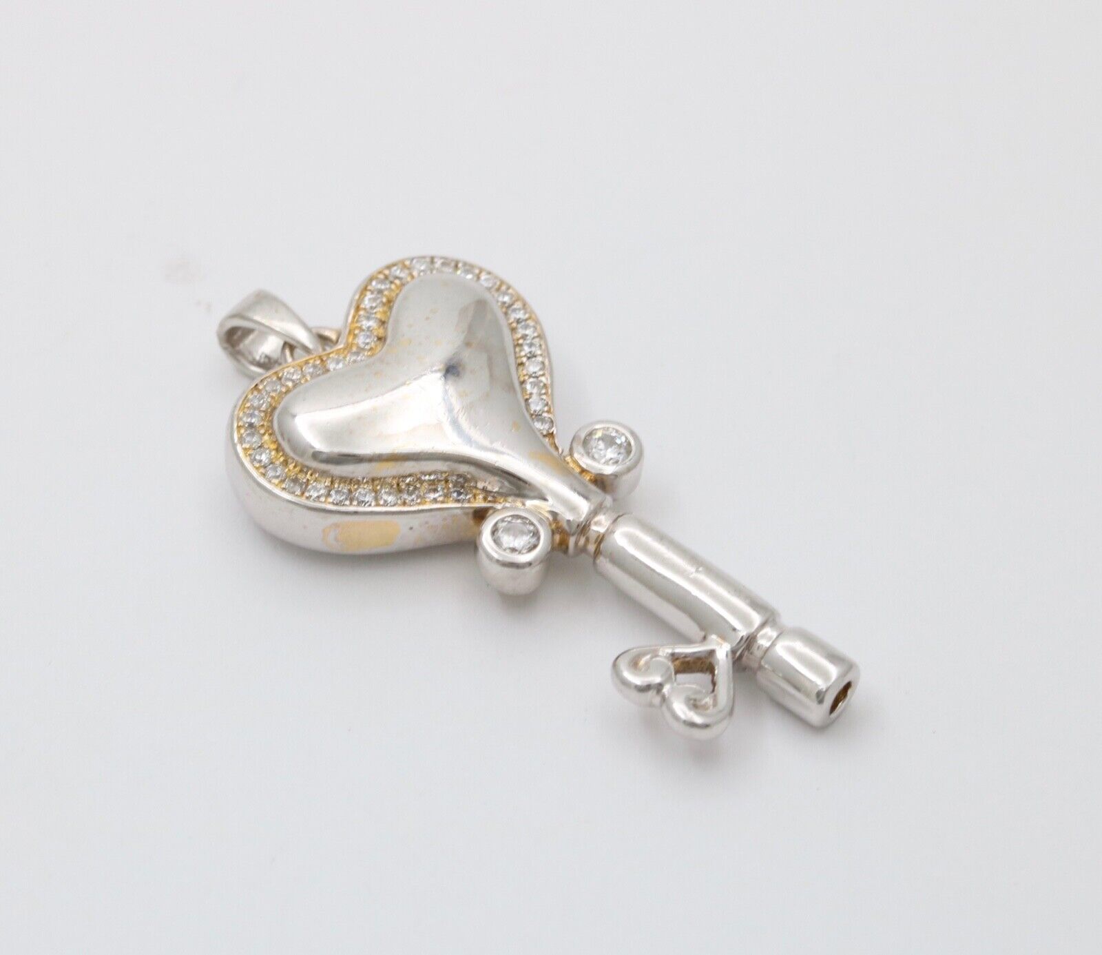 Classic Sterling Silver Open your Heart Key Charm Pendant