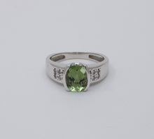 Load image into Gallery viewer, Vintage 14K White Gold Green Tourmaline and Diamond Ring, Engagement Ring
