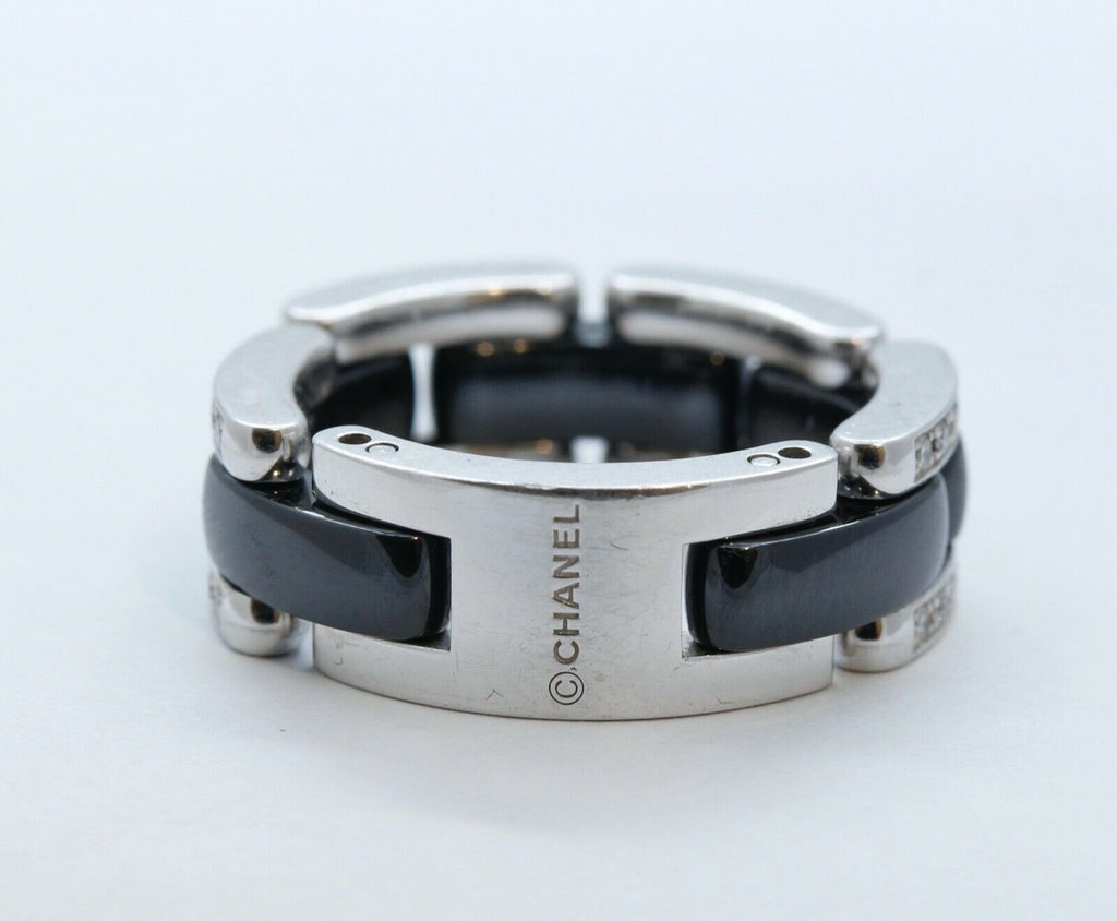 Chanel Ultra Ring Diamonds Black Ceramic 18K White Gold Ring