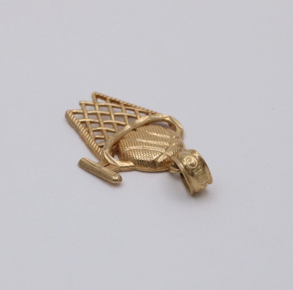 Vintage 10K Yellow Gold Basketball Hoop Charm, Pendant.