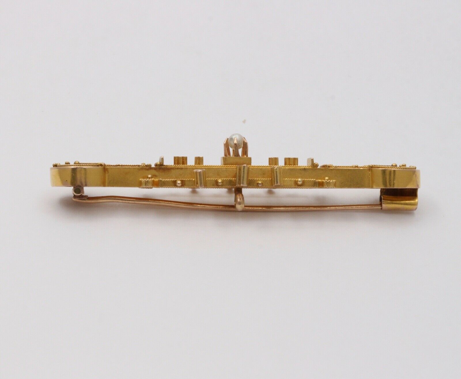 Victorian 14K Yellow Gold Bar Pin Brooch Pendant