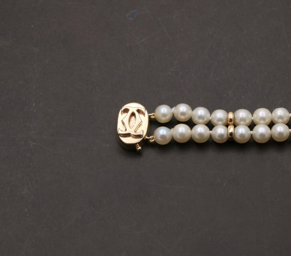 Vintage 14K Yellow Gold Beaded Two Layer Pearl Bridal Bracelets