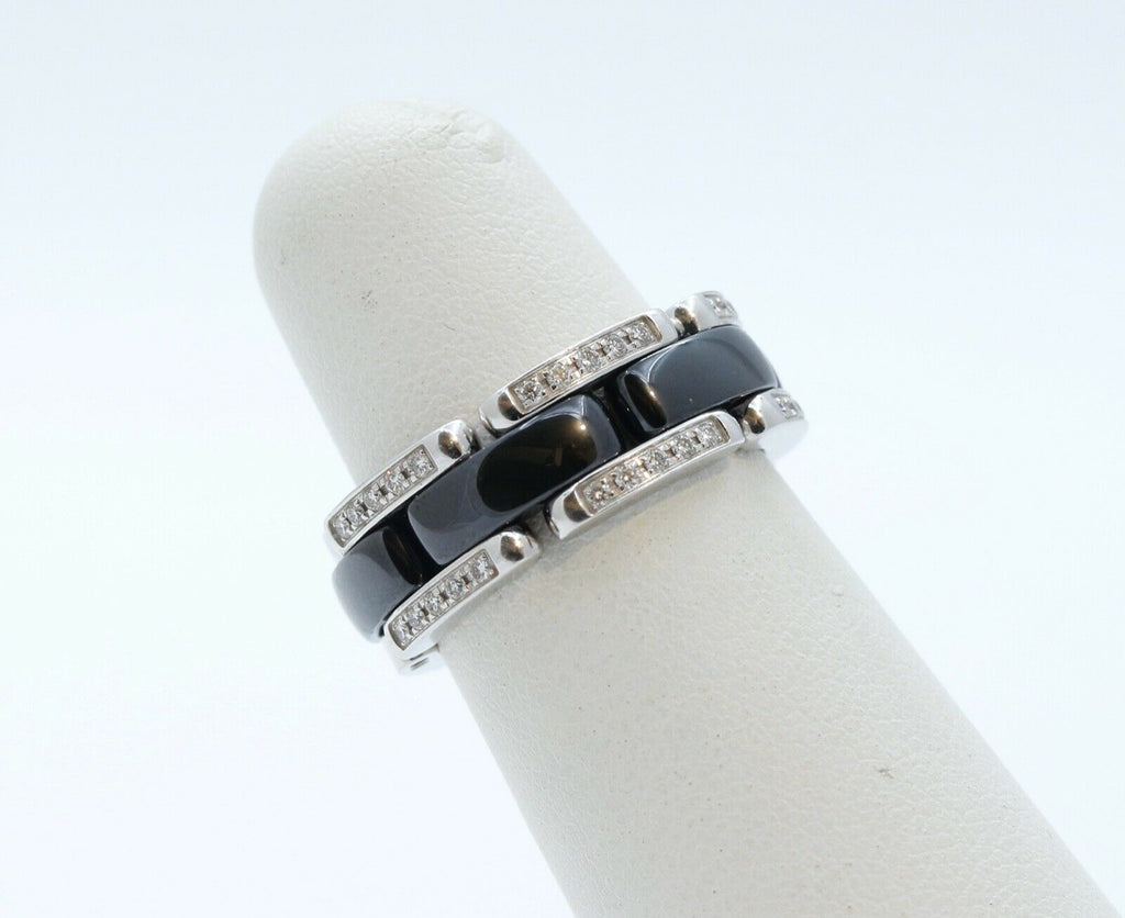 Chanel Ultra Ring Diamonds Black Ceramic 18K White Gold Ring
