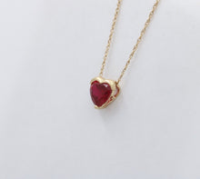 Load image into Gallery viewer, Vintage Heart Lab Ruby 10K Yellow Gold Pendant
