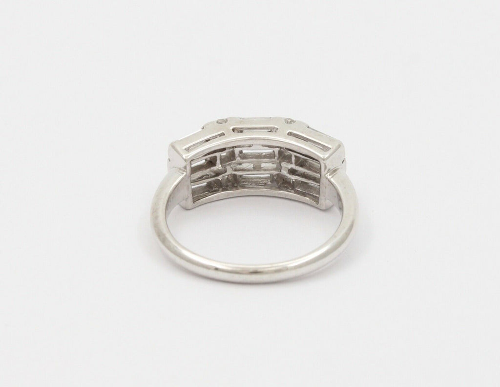Vintage Baguette Round Platinum Wedding Band