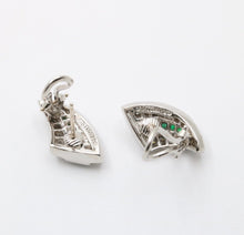 Load image into Gallery viewer, Charles Krypell Platinum Diamond And Emerald Earrings
