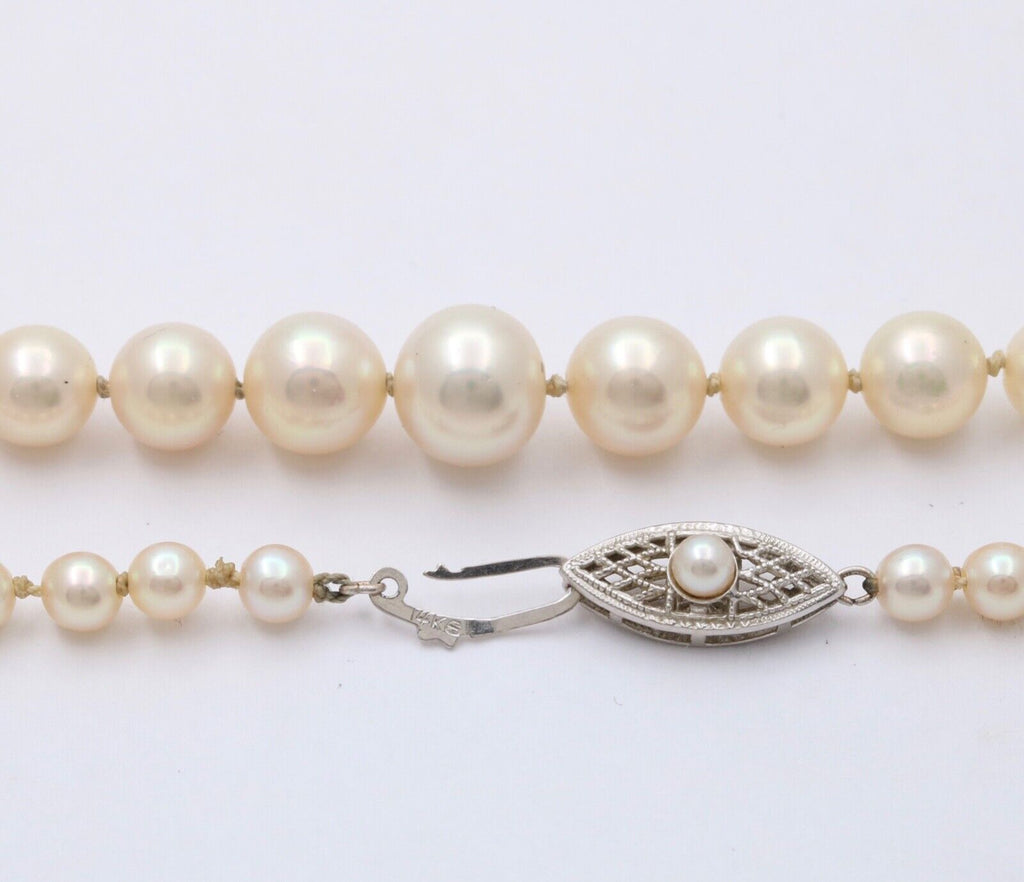 Vintage Classic Pearl 14K White gold Clasp Necklace