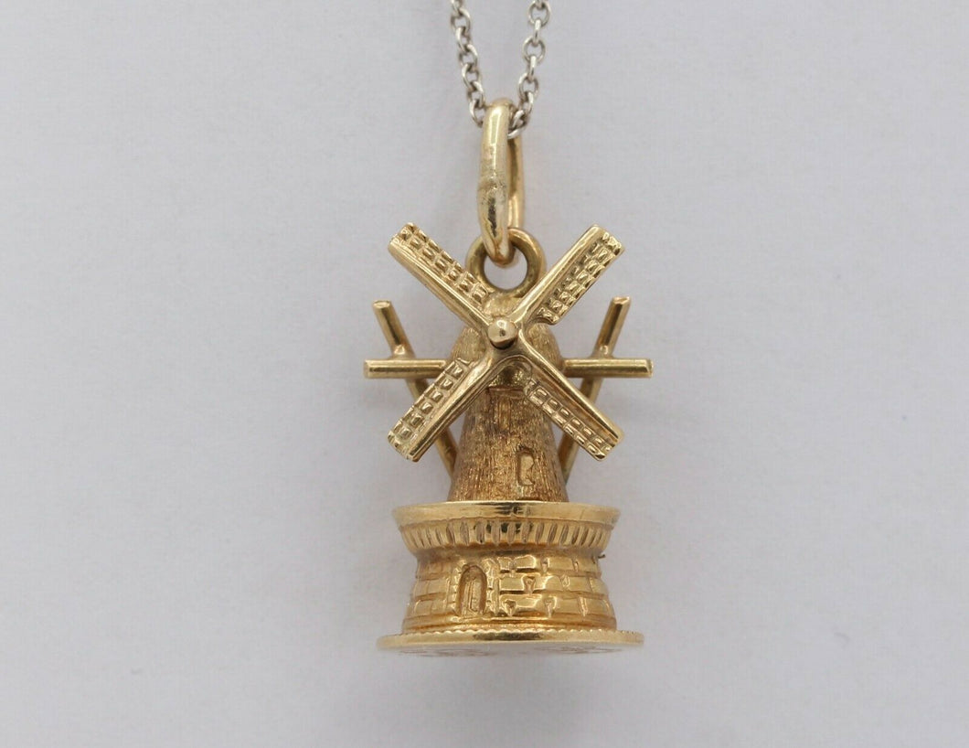 Vintage 14K Yellow Gold Windmill Pendant