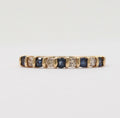 Lovely Channel Set Diamonds Blue Sapphires 14K Yellow Gold Ring