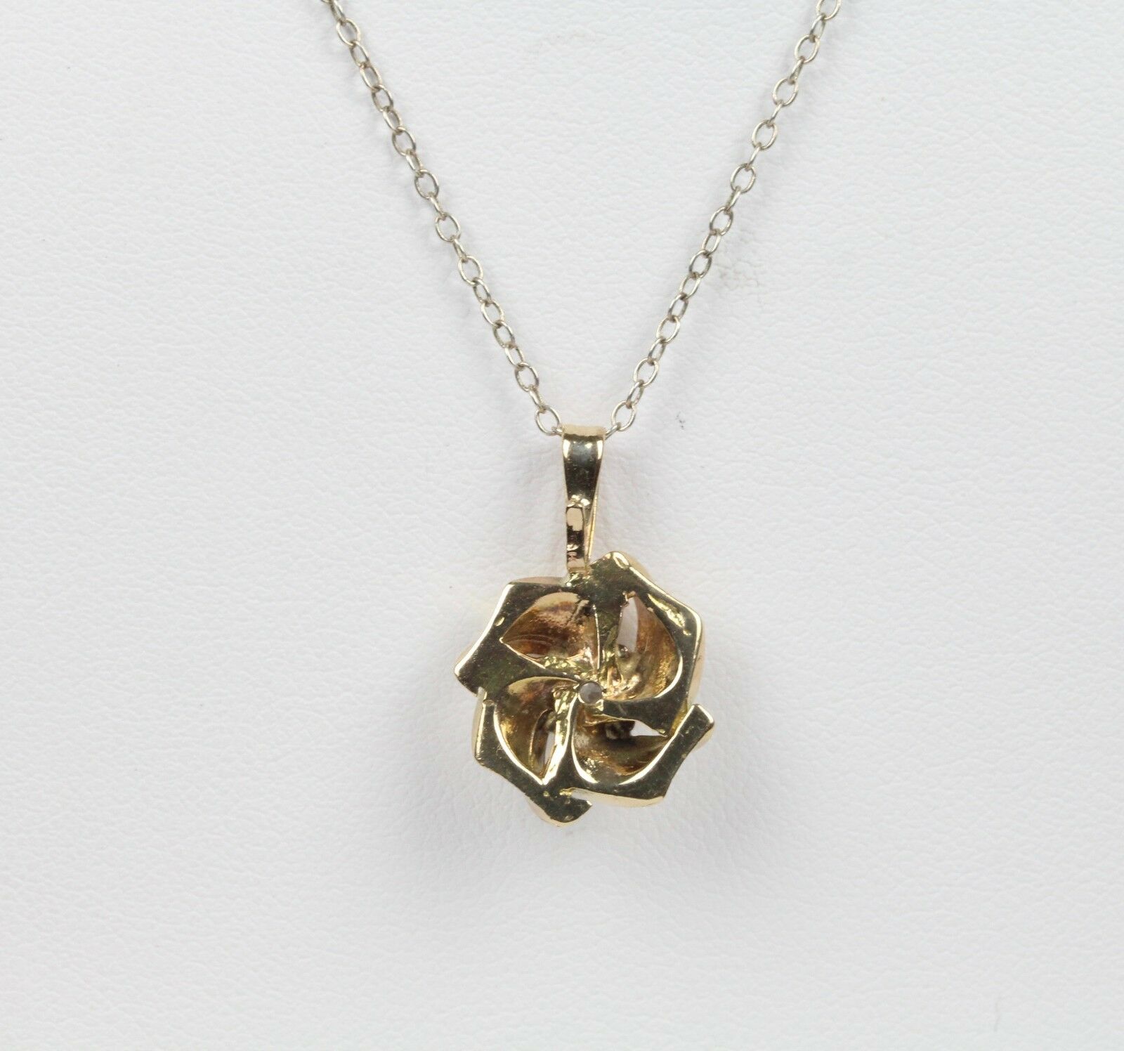 Vintage 14K Yellow Gold Floral Diamond Pendant