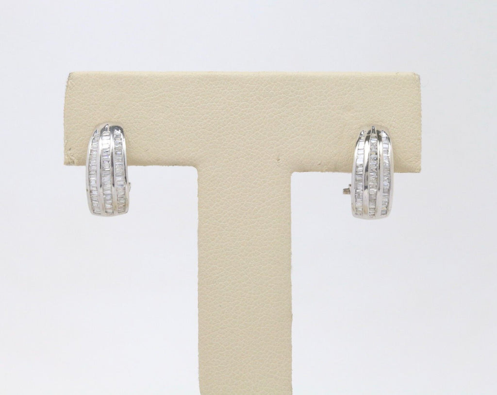 14K White Gold Channel Set Diamond Earrings