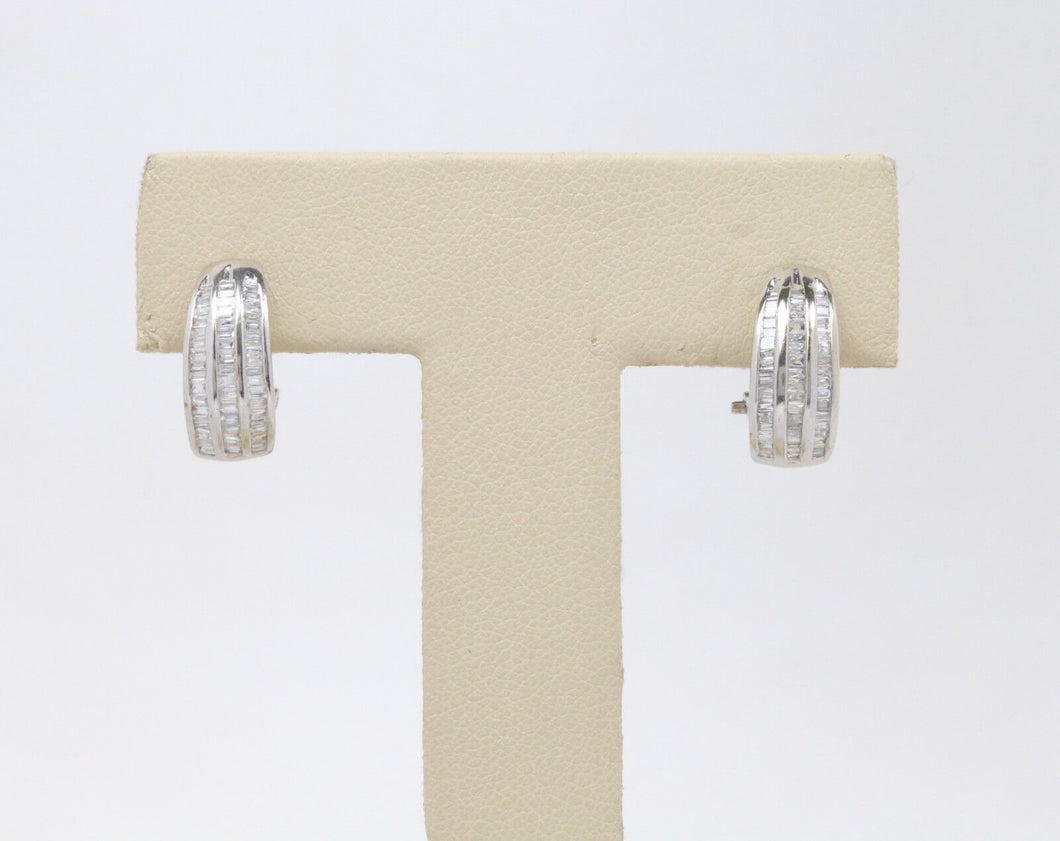 14K White Gold Channel Set Diamond Earrings 1.00 Cts in Diamonds