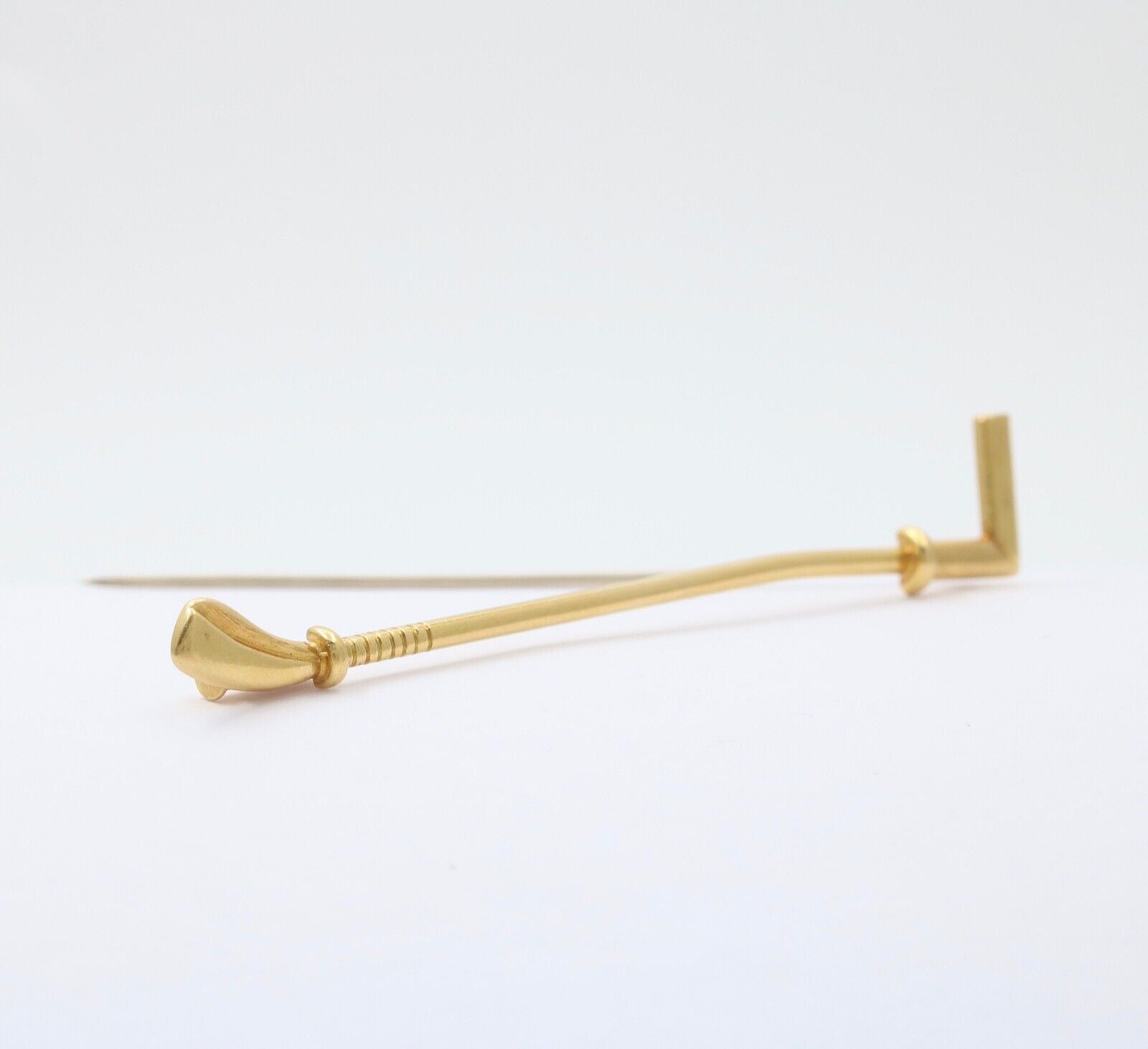 Vintage Horse Riding Crop 18K Yellow Gold Brooch Pin