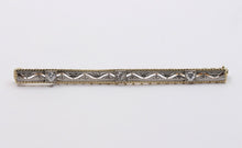 Load image into Gallery viewer, Art Deco 14K White Yellow Gold Diamonds Bar Brooch Pin
