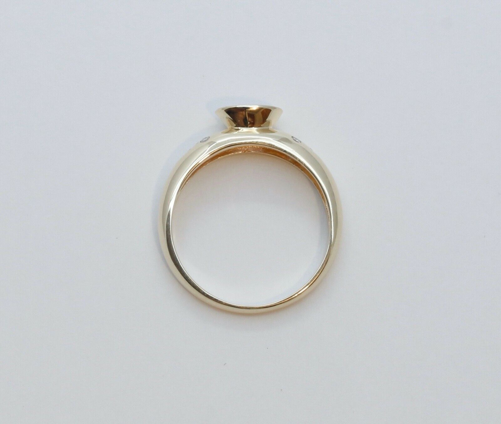 Unisex Amethyst and Diamonds 10K Yellow Gold Ring